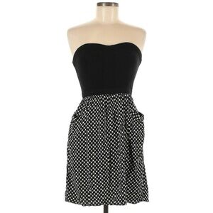 Xhilaration Strapless Bustier Fit Flare Mini Sun Dress Black White Juniors Small